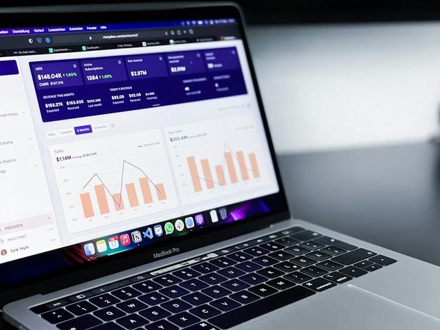 Laptop showing a marketing analytics dashboard
