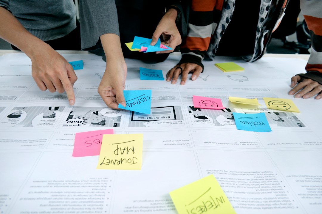 Team planning a project with sticky notes